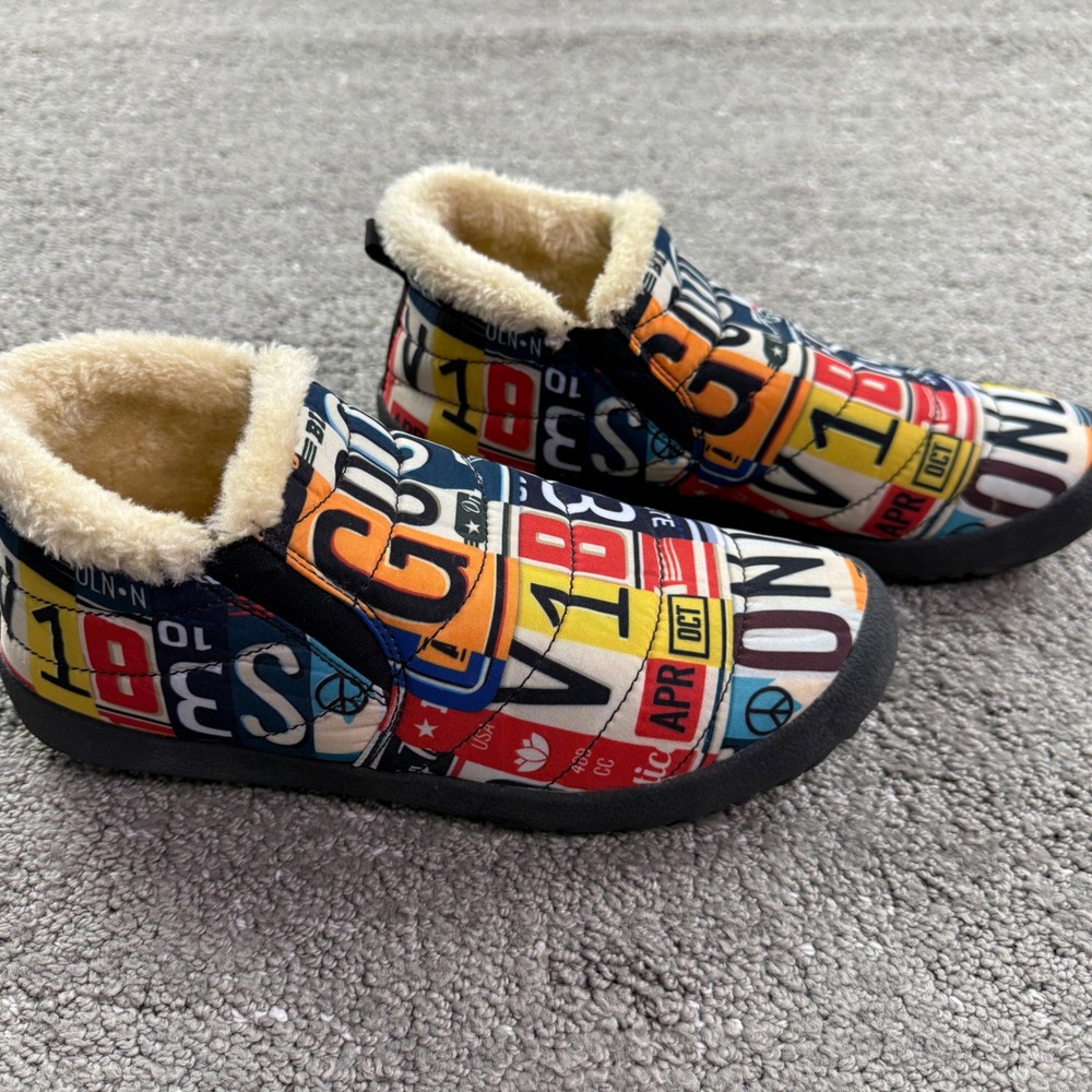 Yes We Vibe Ankle Boots Womens 7.5 Multi License Plate Good Vibes Only Cozy